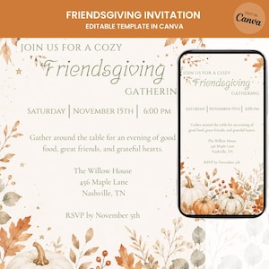 Friendsgiving Invitation | Editable Thanksgiving Dinner Invite | Fall Gathering Template & Animated Evite