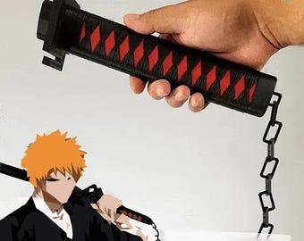 Ichigo Kurosaki’s Bankai Katana & Stand – Tensa Zangetsu – Collapsing Bleach Cosplay Sword