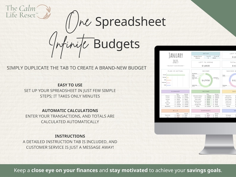 ADHD-Friendly Budget Planner Google Sheets: Monthly Bill Tracker, Personal Income Expense, Weekly Paycheck, Debt Payoff Tool, Easy-to-Use