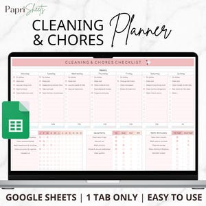Wekelijkse schoonmaakchecklist: maandelijks en jaarlijks klusschema, schoonmaakplanner, lijst met huishoudelijke taken, Google Spreadsheets-sjabloon, bewerkbare tracker