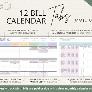 Bill Tracker Spreadsheet: Google Sheets Bill Calendar, Monthly Smart Bill Planner, Editable Bill Payment Dashboard, Personal Finance Planner
