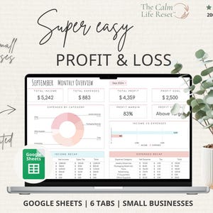 Profit and Loss Statement Vorlage Google Sheets: P und L Statement, Jahresgewinn Rechner, Einfache Buchhaltung, Monatliche Einnahmen und Ausgaben Tracker