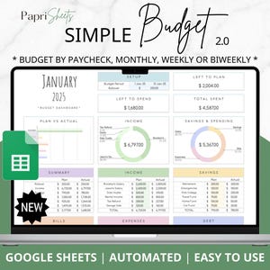 Budget Planner Google Sheet Monthly Budget Spreadsheet Paycheck Budget Template Simple Weekly Financial Planner Beginners Biweekly Budgeting