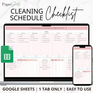Checklist Schoonmaakschema ADHD-schoonmaakplanner Huishouden Gezin Kinderen Klusjeslijst Dagelijks Wekelijks Maandelijks Jaarlijks Huisplanner Bewerkbaar