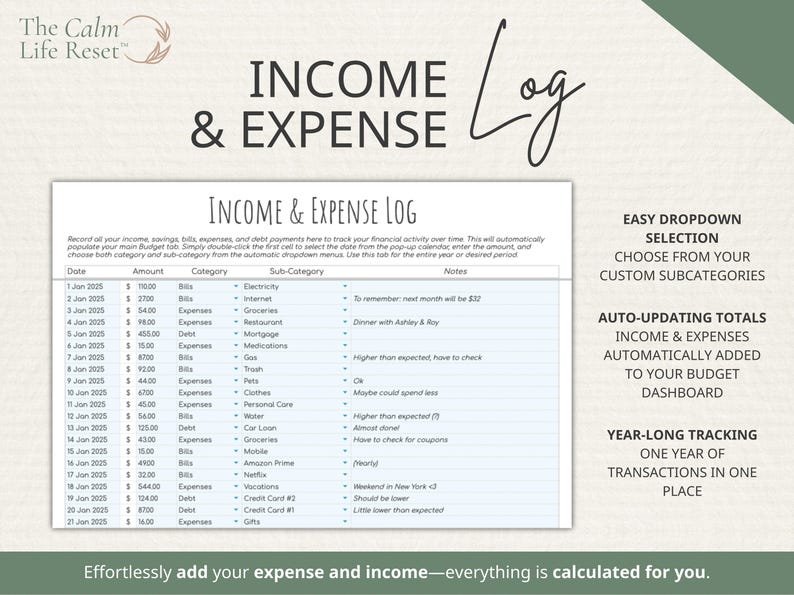 ADHD-Friendly Budget Planner Google Sheets: Monthly Bill Tracker, Personal Income Expense, Weekly Paycheck, Debt Payoff Tool, Easy-to-Use