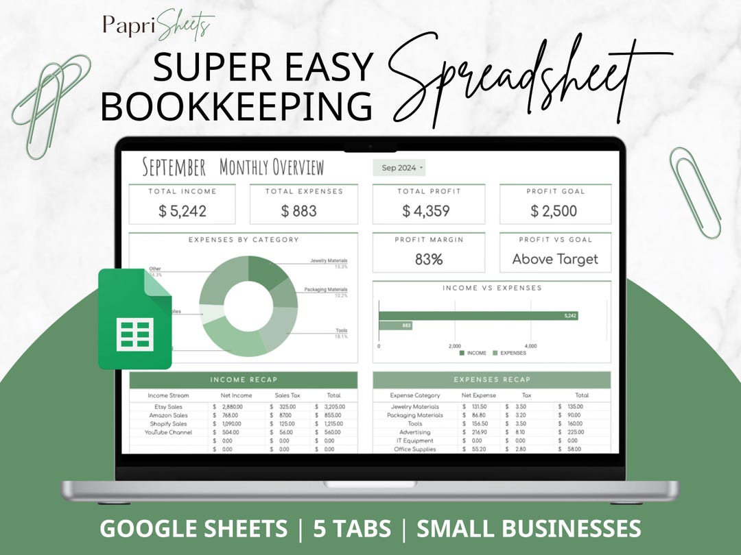 Small Business Bookkeeping Template Google Sheets Easy Bookkeeping ...