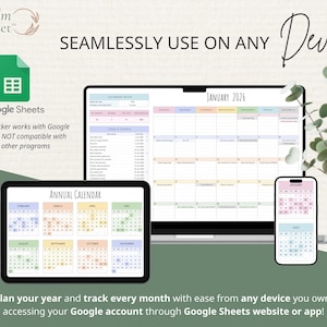 2026 Calendar Spreadsheet: Google Sheets Yearly Calendar, Monthly Tracker Routine, Daily Schedule Weekly Calendar Spreadsheet Calendar Daily