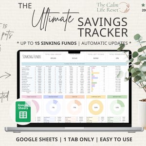 Savings Tracker: Sinking Funds, Google Sheets Budget Planner, Goal Planner, Budget Spreadsheet, Savings Template, Money Savings Spreadsheet