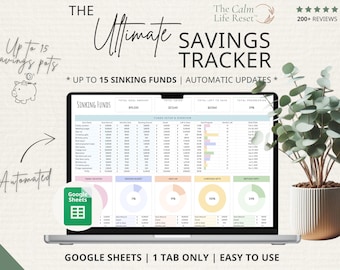 Savings Tracker: Sinking Funds, Google Sheets Budget Planner, Goal Planner, Budget Spreadsheet, Savings Template, Money Savings Spreadsheet