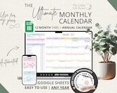 Monthly Calendar Spreadsheet: Google Sheets Yearly Calendar, Monthly Tracker, Daily Schedule Weekly Calendar Spreadsheet Calendar Daily