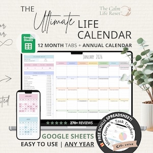 Digitale Planer-Spreadsheet: Google Sheets-Kalender, monatliche Tracker-Routine, täglicher Stundenplan, Wochenkalender-Spreadsheet-Kalender täglich