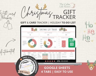 2026 Christmas Budget Gift Tracker & Holiday Card Tracker: Christmas Planner, Gift List Template, Google Sheets Christmas Organizer