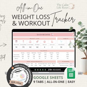 Weight Loss Tracker Spreadsheet for Google Sheets: Weight Loss Planner Weight Loss Journal Calorie Tracker Spreadsheet Calorie Macro Tracker