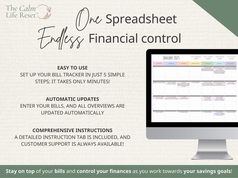 Bill Tracker Spreadsheet: Google Sheets Bill Calendar, Monthly Smart Bill Planner, Editable Bill Payment Dashboard, Personal Finance Planner