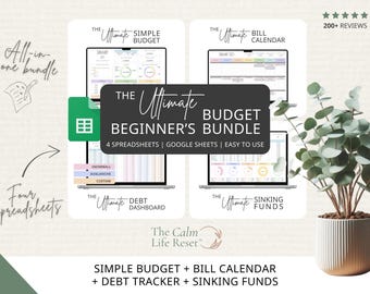 Ultimate Personal Finance Bundle: Monthly Budget Spreadsheet | Debt Payoff | Sinking Funds Savings Tracker | Bills & Subscription Calendar