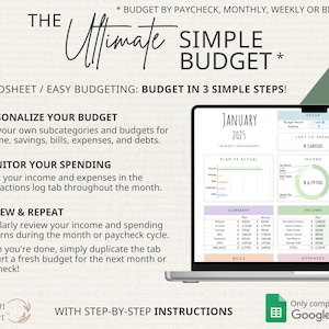Budget Planner, Monthly Paycheck Budget, Bill Tracker Spreadsheet, Google Sheets Bundle, Debt Payoff Tracker, Debt Snowball, Savings Tracker