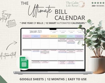 Bill Tracker Spreadsheet: Google Sheets Bill Calendar, Monthly Smart Bill Planner, Editable Bill Payment Dashboard, Personal Finance Planner