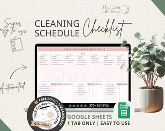 Cleaning Schedule Checklist ADHD Cleaning Planner Household Family Kids Chores Chart List Daily Weekly Monthly Yearly House Planner Editable