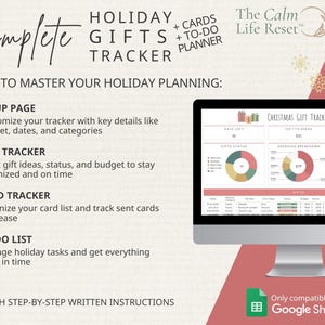 Christmas Gift Tracker Google Sheets: Gift Planner Spreadsheet, Holiday Budget Planner, Christmas Gift Planner, Card Tracker + FREE BONUS!