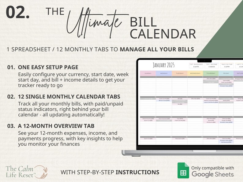 BUNDLE Paycheck Budget + Debt Snowball Avalanche + Bill Planner + Life Calendar | Google Sheets Organization & Personal Finance Spreadsheets