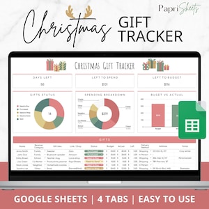 Budget de Noël pour cadeau de Noël Suivi des cartes de vœux Modèle Google Sheets pour agenda de Noël Modèle de liste de cadeaux de Noël