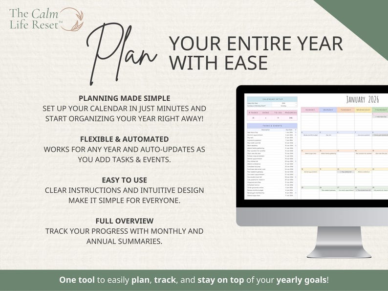 2026 Calendar Spreadsheet: Google Sheets Yearly Calendar, Monthly Tracker Routine, Daily Schedule Weekly Calendar Spreadsheet Calendar Daily
