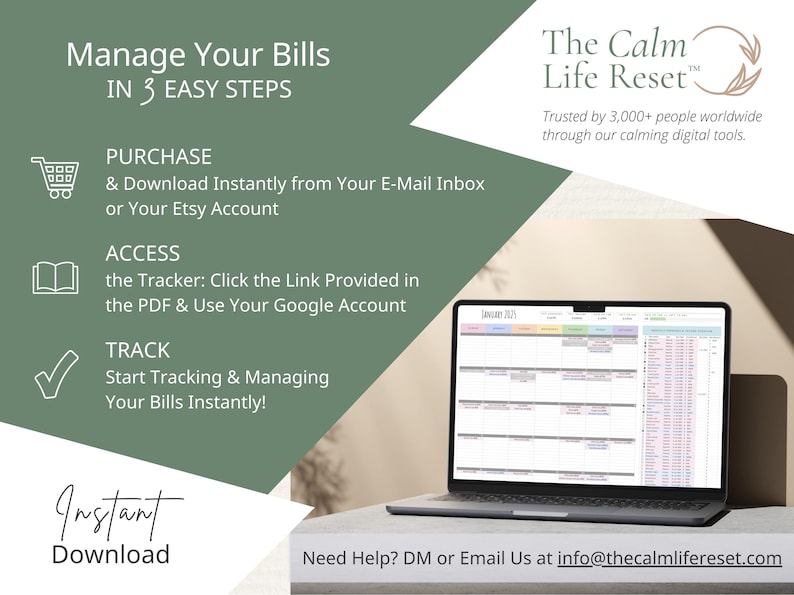 Bill Tracker Spreadsheet: Google Sheets Bill Calendar, Monthly Smart Bill Planner, Editable Bill Payment Dashboard, Personal Finance Planner