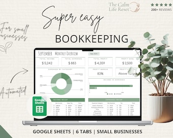 Small Business Bookkeeping Template Google Sheets Easy Bookkeeping Spreadsheet Income Tracker & Expense Tracker Sales Accounting Template