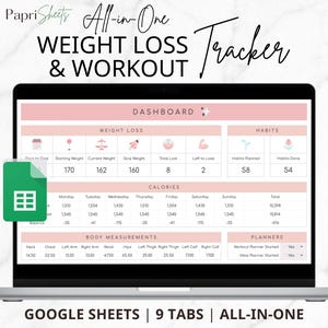 Gewichtsverlies-tracker-spreadsheet voor Google Spreadsheets: gewichtsverliesplanner Gewichtsverliesdagboek Calorie-tracker-spreadsheet Calorie-macrotracker