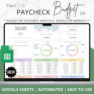 Hoja de cálculo de presupuesto definitivo por cheque de pago Hojas de cálculo de Google / Plantilla de presupuesto Presupuesto mensual Cheque de pago Hojas de cálculo de Google Planificador de presupuesto semanal y quincenal