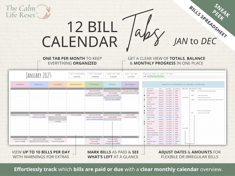 BUNDLE Paycheck Budget + Debt Snowball Avalanche + Bill Planner + Life Calendar | Google Sheets Organization & Personal Finance Spreadsheets