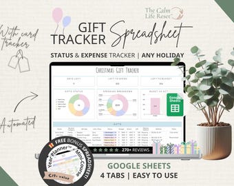 Gift Tracker Spreadsheet Google Sheets Template: Holiday and Birthday Gift Tracker, Christmas Gift Planner, Gift List, Holiday Budget