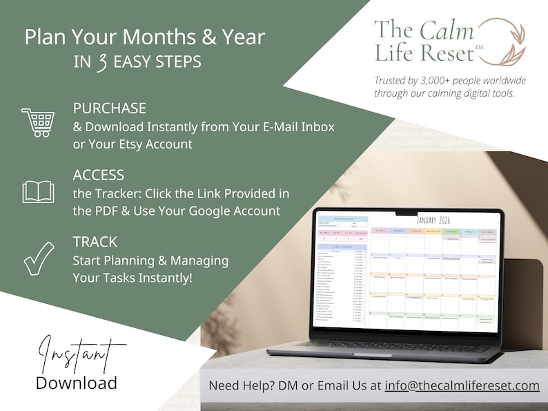 2026 Calendar Spreadsheet: Google Sheets Yearly Calendar, Monthly Tracker Routine, Daily Schedule Weekly Calendar Spreadsheet Calendar Daily
