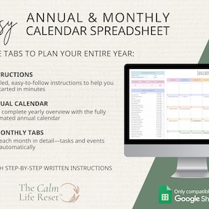 2026 Calendar Spreadsheet: Google Sheets Yearly Calendar, Monthly Tracker Routine, Daily Schedule Weekly Calendar Spreadsheet Calendar Daily