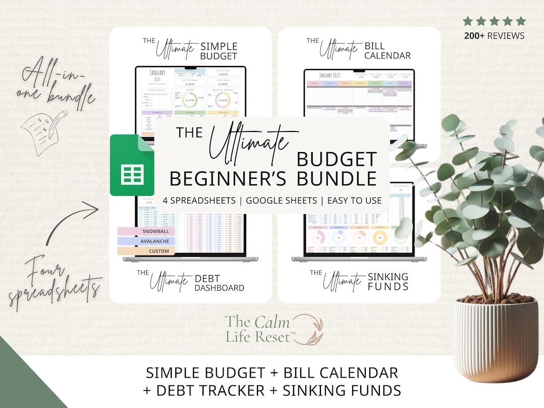 Budget Planner, Monthly Paycheck Budget, Bill Tracker Spreadsheet, Google Sheets Bundle, D
