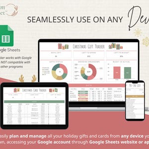 Christmas Gift Tracker Google Sheets: Gift Planner Spreadsheet, Holiday Budget Planner, Christmas Gift Planner, Card Tracker + FREE BONUS!