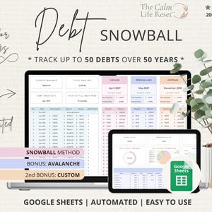 Debt Snowball Calculator: Google Sheets Budget Template, Debt Tracker, Debt Payoff Tracker, Debt Repayment Tracker, BONUS Avalanche & Custom