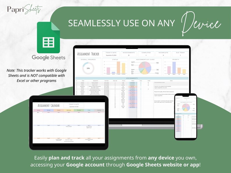 Student Planner Spreadsheet, Assignment Tracker Google Sheets, College