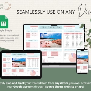 Travel Planner Google Sheets: Travel Itinerary Template, Travel Budget Spreadsheet, Digital Packing List, Road Trip Planner, Holiday Planner
