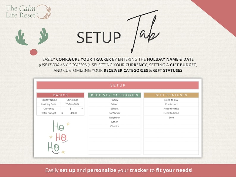 Christmas Gift Tracker Google Sheets: Gift Planner Spreadsheet, Holiday Budget Planner, Christmas Gift Planner, Card Tracker + FREE BONUS!