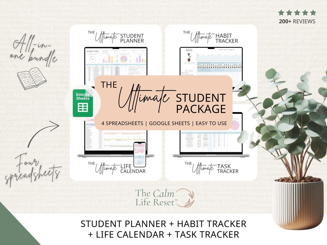 Student Planner Bundle Google Sheets: Assignment Tracker Task Organizer ...