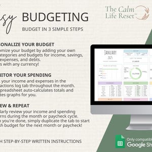 ADHD-Friendly Budget Planner Google Sheets: Monthly Bill Tracker, Personal Income Expense, Weekly Paycheck, Debt Payoff Tool, Easy-to-Use