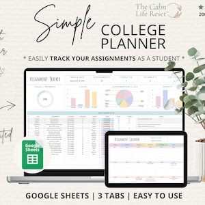 Planilha de planejamento para estudantes universitários: modelo acadêmico, planilhas do Google, rastreador de tarefas para TDAH, calendário automatizado, orçamento e rastreador financeiro