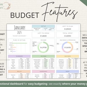 ADHD-Friendly Budget Planner Google Sheets: Monthly Bill Tracker, Personal Income Expense, Weekly Paycheck, Debt Payoff Tool, Easy-to-Use