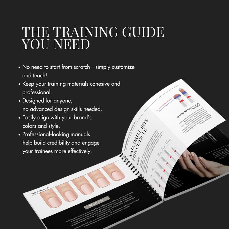 nail training manual editable in CANVA