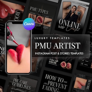 PMU Instagram Templates Canva: Permanent Makeup Social Media Posts (Digital Download)