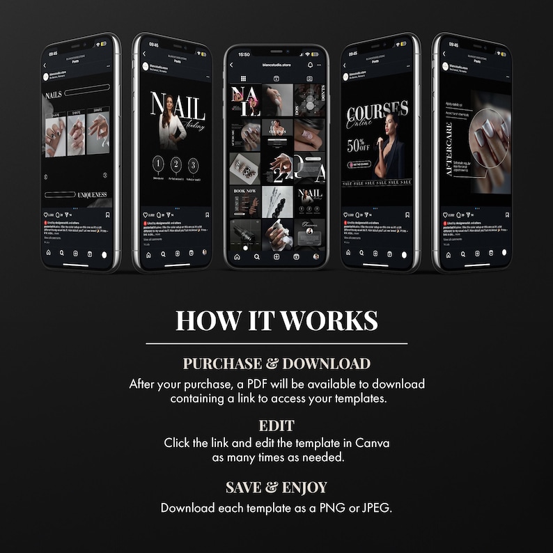 Nail Tech Instagram Post Templates: CANVA Social Media (digital ...