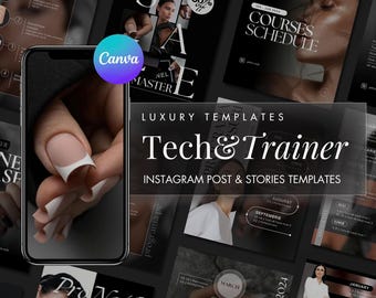 Nail Tech Trainer Instagram Templates: Editable Social Media Posts (Canva)