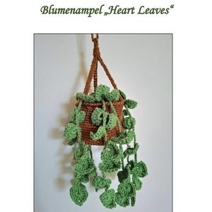 Crochet pattern for a hanging planter "Heart Leaves" (PDF) | Boho window decoration | Crochet hanging planter | Crochet pattern