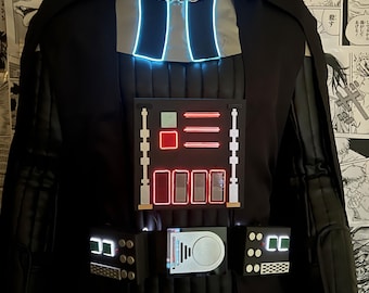 Fantasia de cosplay de Star Wars Darth Vader: iluminação LED, conjunto de 8 peças